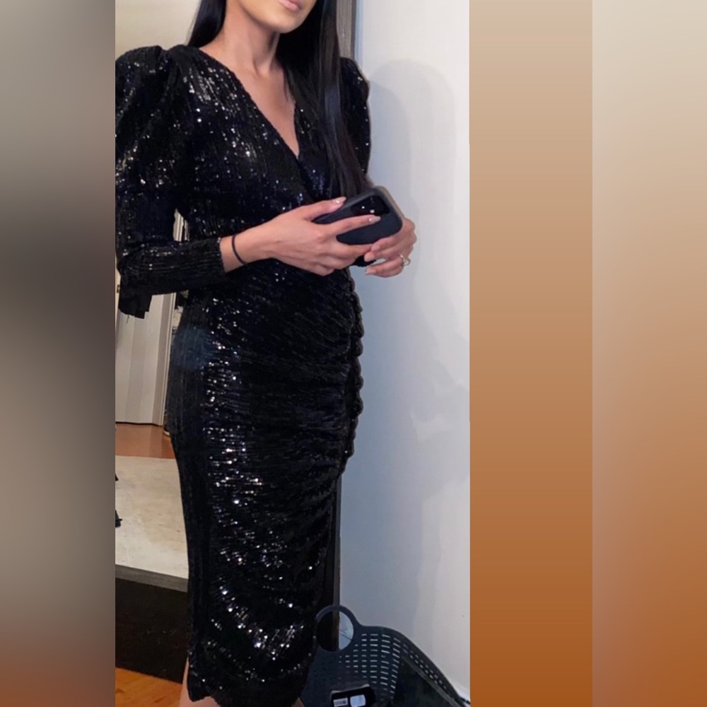 Lavish Alice Black Sequin Midi Dress